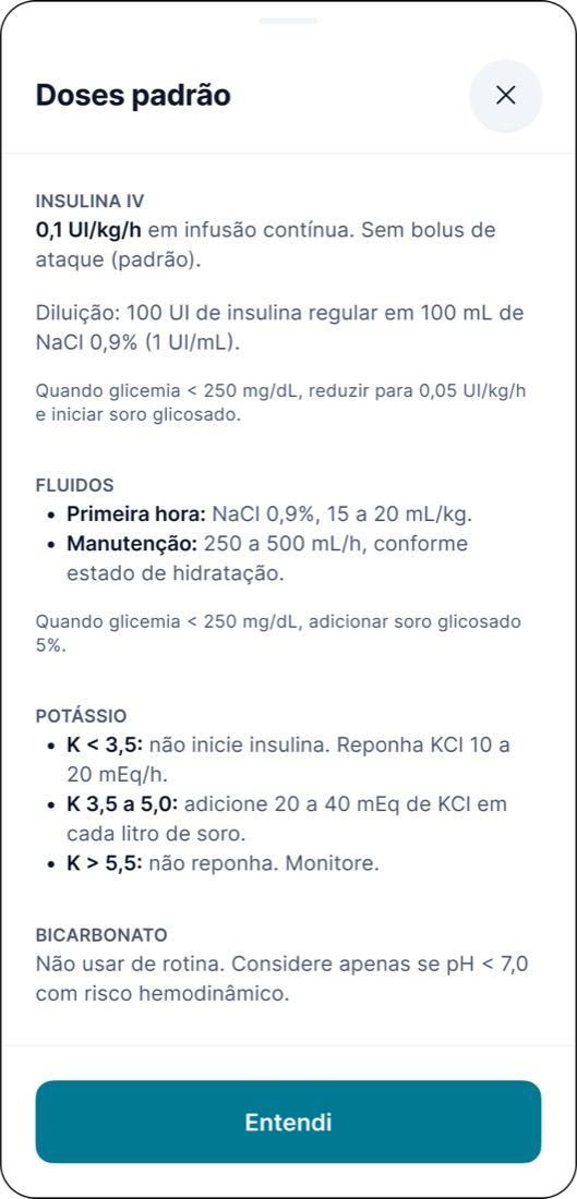 Teoria · Doses padrão