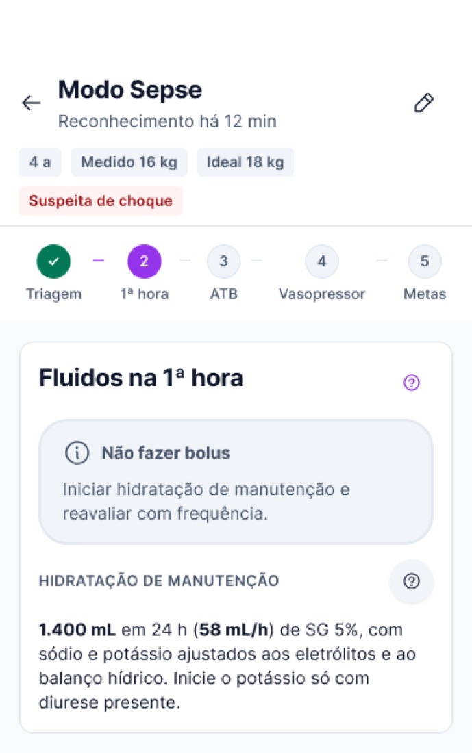 Como estava · Sem UTI sem hipotensão · Reavaliação, choque refratário